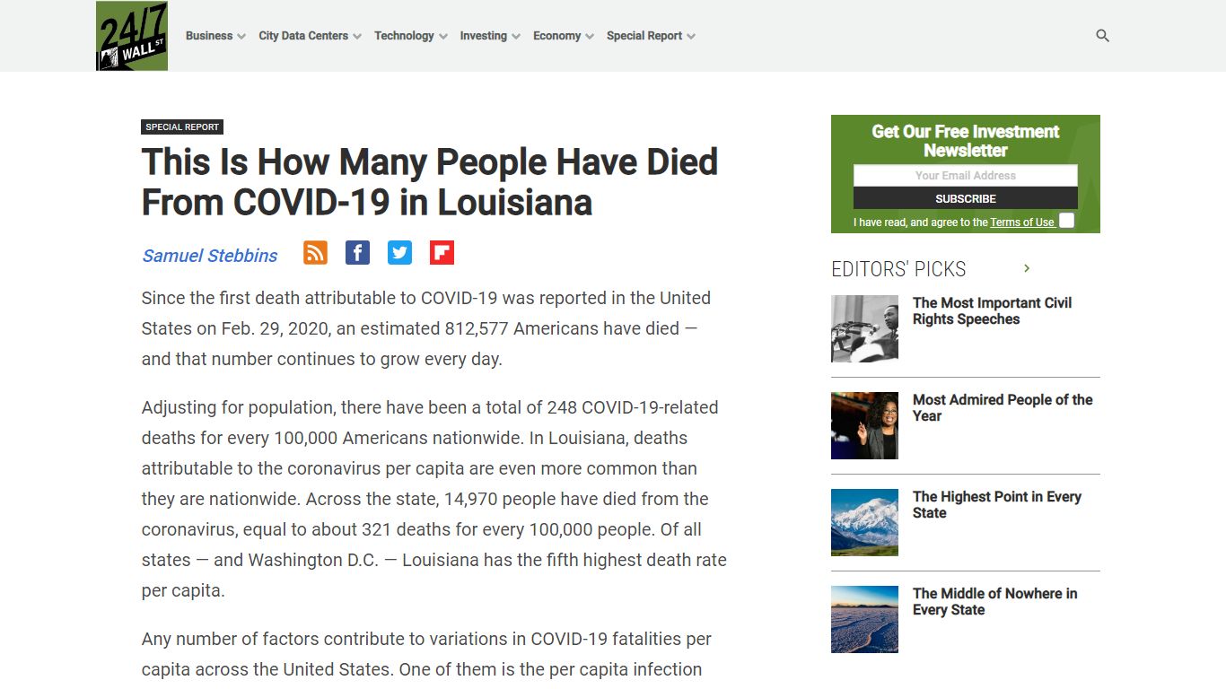 This Is How Many People Have Died From COVID-19 in Louisiana